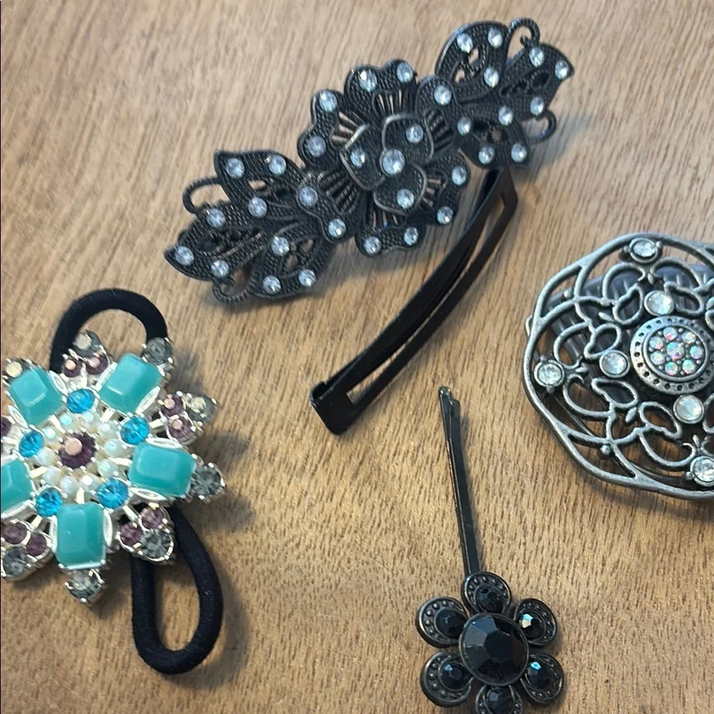 Chic Silver and Blue Hair Accessories Collection
